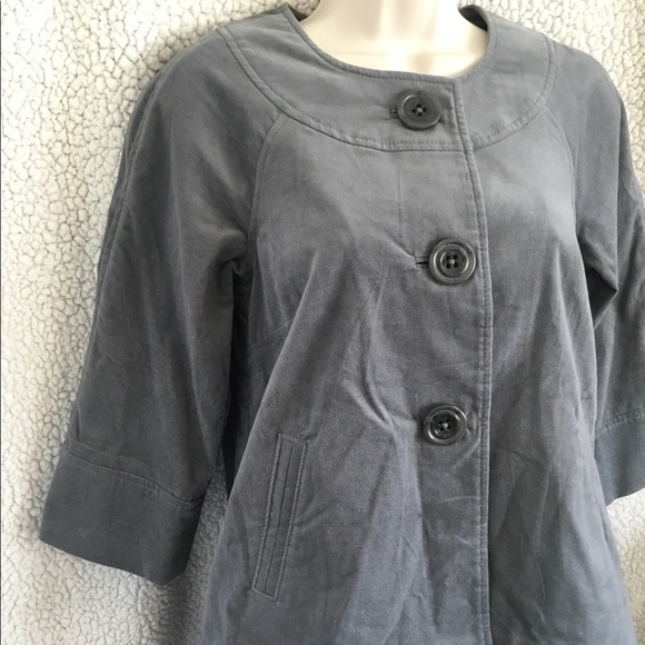 SALE 🔥 Gap Gray Velvet Crop Jacket Blazer 3/4 Sleeve NWT - Picture 8 of 9